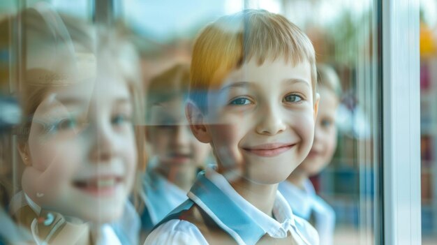 Eine Gruppe von Kindern in Schuluniformen ist im Unterricht