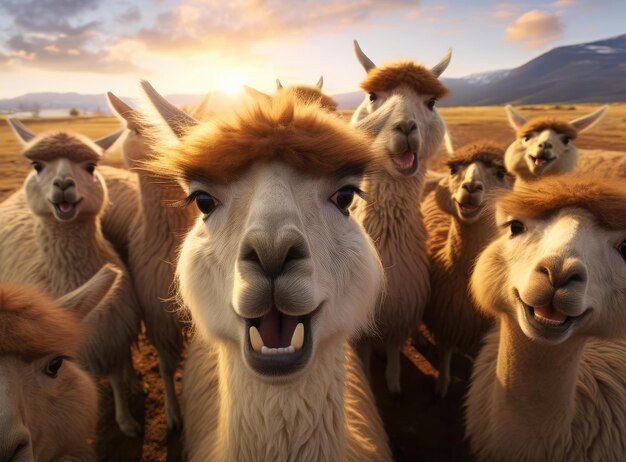 Foto eine gruppe von lamas