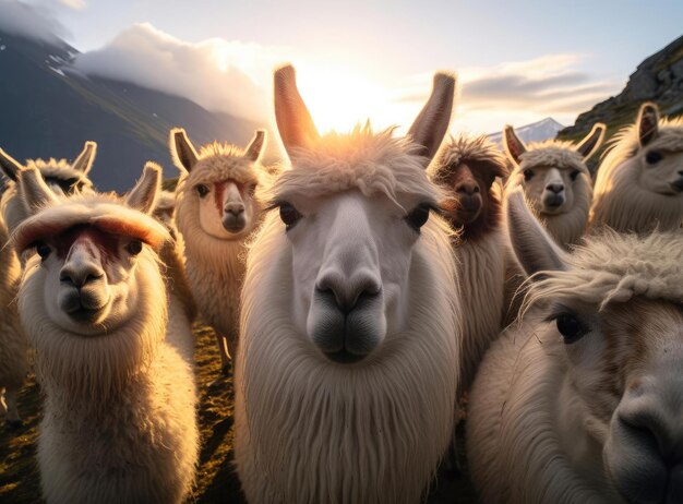 Foto eine gruppe von lamas