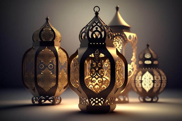 Eine Gruppe von Lampen mit den Worten Ramadan darauf