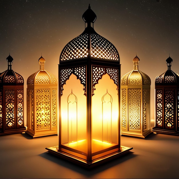 Eine Gruppe von Lampen mit den Worten Ramadan darauf