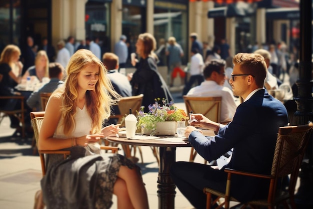 Eine Gruppe von Leuten sitzt in einem Café