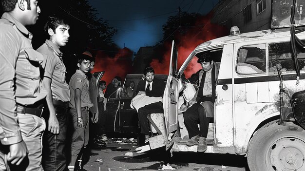 eine Gruppe von Männern sitzt in einem Fahrzeug mit einer Flagge darauf