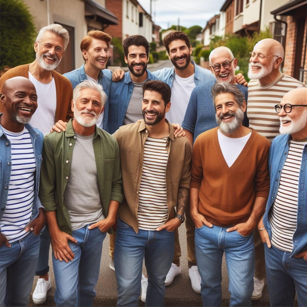 Foto eine gruppe von männern versammelte sich in der nachbarschaft