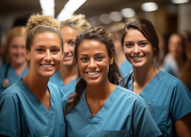 Eine Gruppe von medizinischem Personal posiert für ein Gruppenporträt des medizinischen Personals