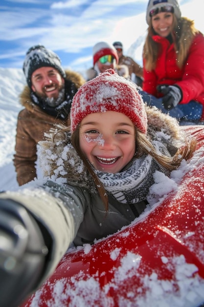 Foto eine gruppe von menschen, die einen schneebedeckten hang hinunterfahren