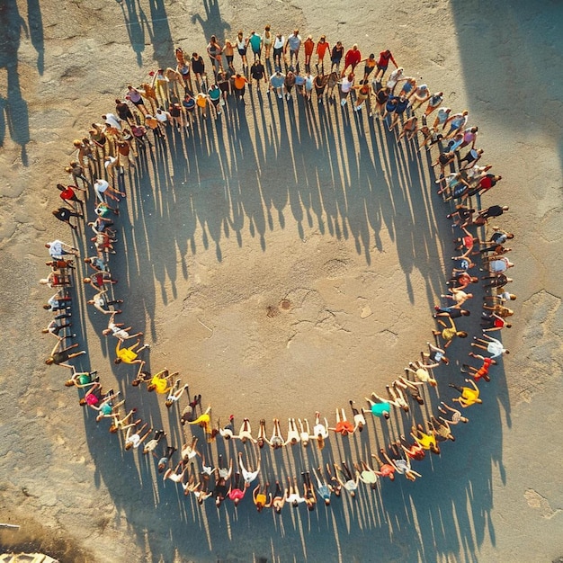 eine Gruppe von Menschen, die im Kreis stehen