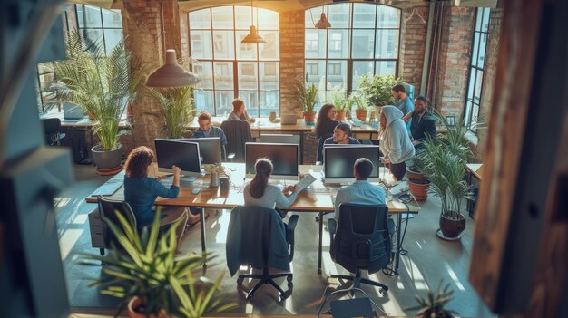 Eine Gruppe von Menschen, die in einem Büro arbeiten