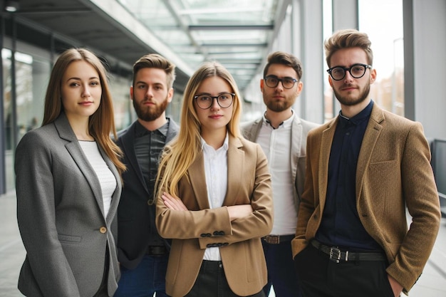 eine Gruppe von Menschen, die nebeneinander stehen