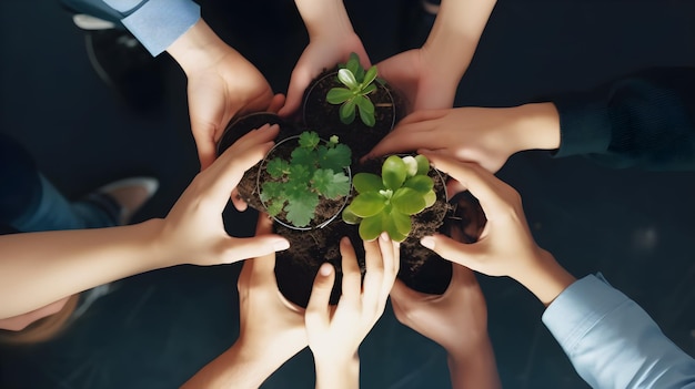 Eine Gruppe von Menschen, die Pflanzen in ihren Händen halten
