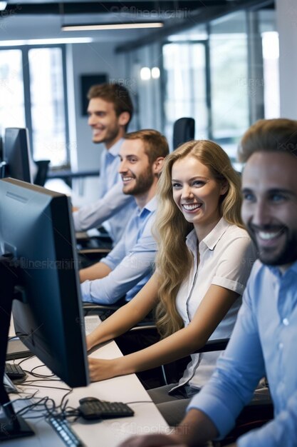 Foto eine gruppe von menschen in einem computerlabor