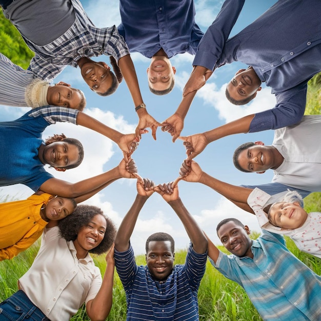 Foto eine gruppe von menschen mit händen zusammen, die liebe und gemeinsamkeit ausstrahlen