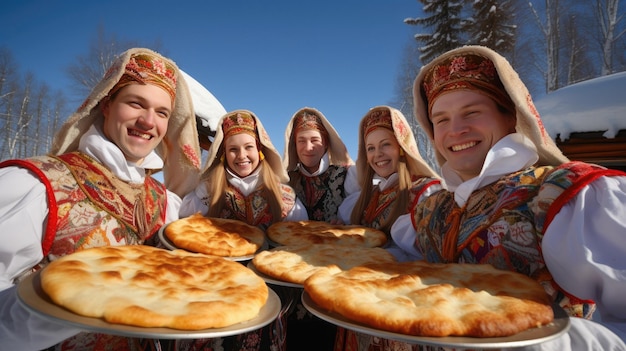 Eine Gruppe von Menschen posiert für ein Foto mit Essen.