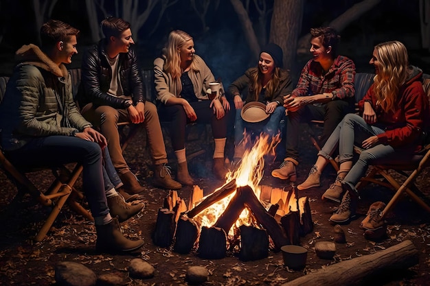 Eine Gruppe von Menschen wird durch das Feuer eines neuronalen Netzwerks erzeugt