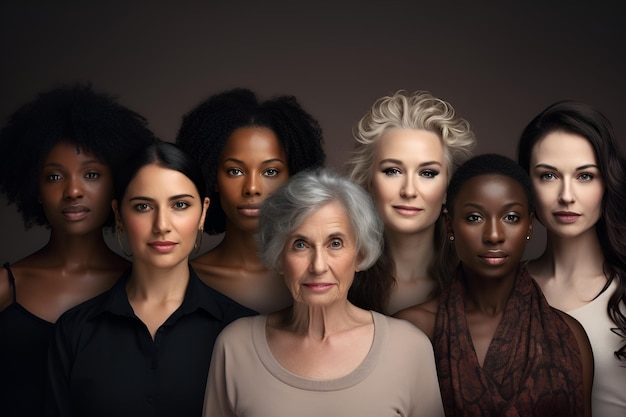 eine Gruppe von multiethnischen weiblichen Personen unterschiedlichen Alters Porträt von Frauen