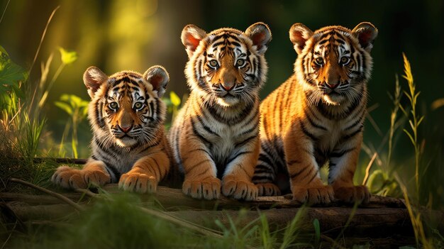 Eine Gruppe von niedlichen Tigerjungen