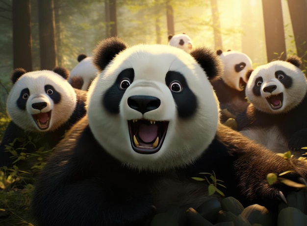 Eine Gruppe von Pandas