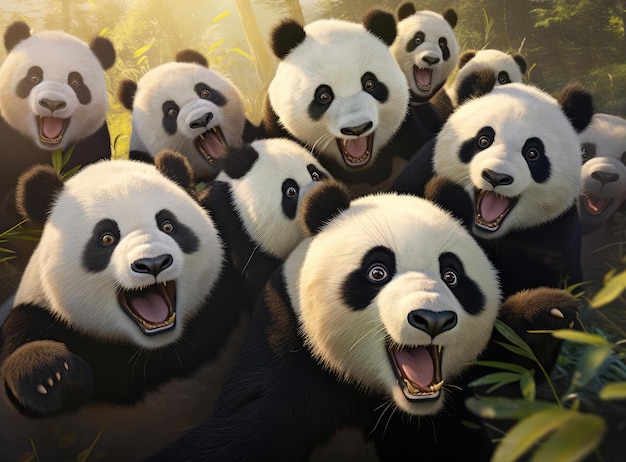 Eine Gruppe von Pandas