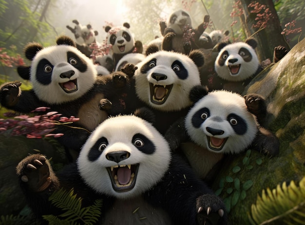 Eine Gruppe von Pandas