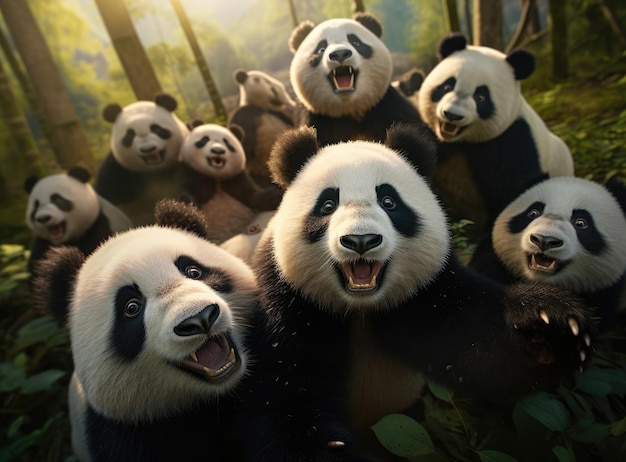 Eine Gruppe von Pandas