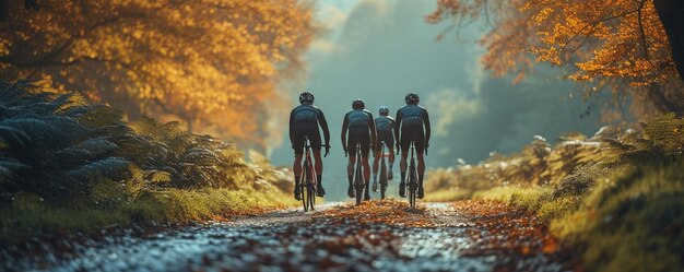 Eine Gruppe von Radfahrern macht eine Pause