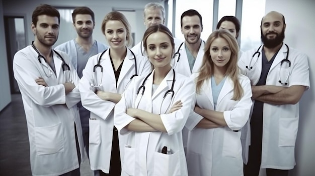 Eine Gruppe von Ärzten steht in einem Krankenhaus