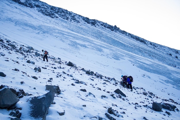 Eine Gruppe von Wanderern, die den Pico de Orizaba . erklimmen