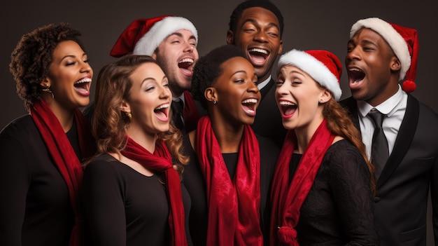 Eine Gruppe von Weihnachtsliedern singt Weihnachtslieder