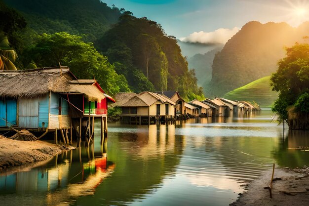 eine Häuserlandschaft am Fluss