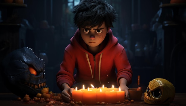 Foto eine halloween-figur als pixar-figur episches detail kinematografisch
