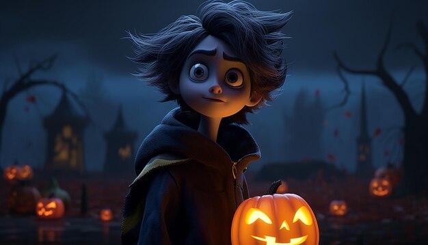 Eine Halloween-Figur als Pixar-Figur Episches Detail Kinematografisch