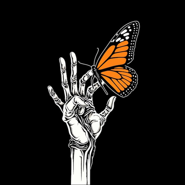 eine Hand, auf der ein Schmetterling ist