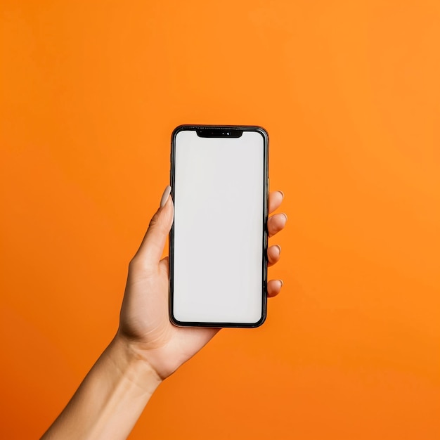 eine Hand, die ein Telefon hält, das ein weißes Gehäuse hat