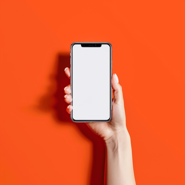 eine Hand, die ein Telefon hält, das einen weißen Bildschirm hat, auf dem "LG" steht