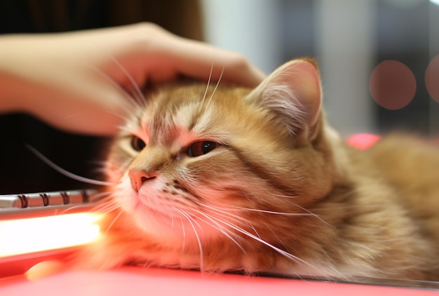 eine Hand, die eine Katze streichelt