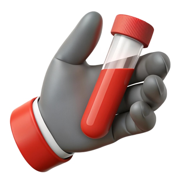 eine Hand, die eine rote Flasche mit einer roten Kappe hält