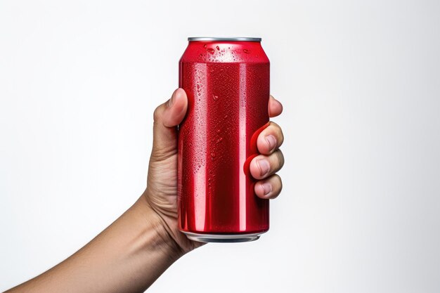 Eine Hand hält eine rote Dose Soda