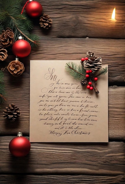 Foto eine handgeschriebene weihnachtskarte mit einer herzlichen botschaft