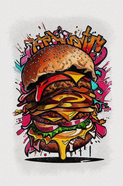 Eine handgezeichnete Skizze einer Hamburger-Illustration