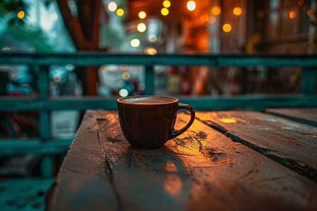 Eine heiße Kaffeetasse auf einem Tisch