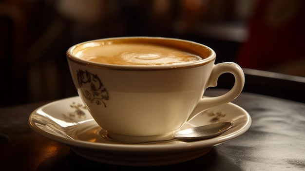 Eine heiße Tasse Café Au Lait für ein klassisches französisches Erlebnis