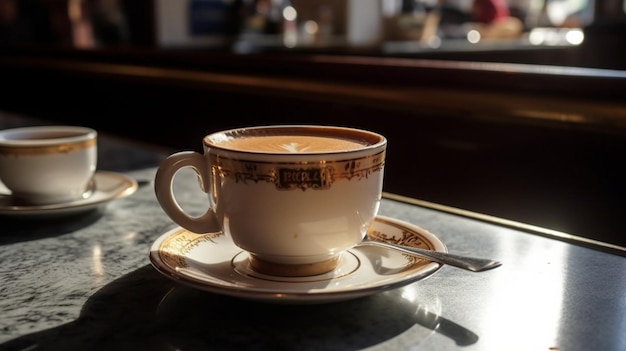 Eine heiße Tasse Café Au Lait für ein klassisches französisches Erlebnis