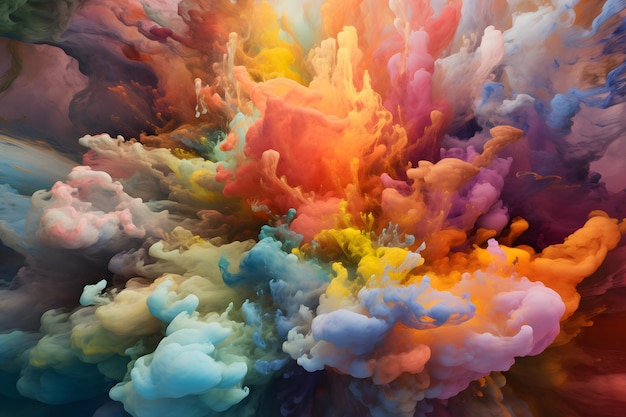 Eine helle, mehrfarbige abstrakte Wolkentapete