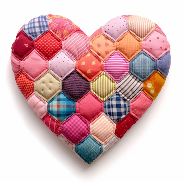 Eine herzförmige aus Patchwork-Quilts strahlen Wärme Komfort und die komplizierte Schönheit der Liebe