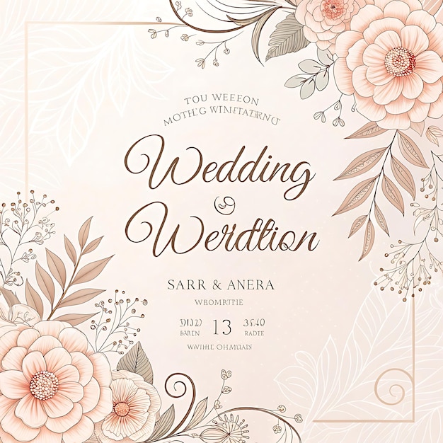 eine Hochzeitseinladung für eine Hochzeit in einem Blumenrahmen