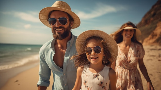 Eine höchst attraktive Familie im Urlaub