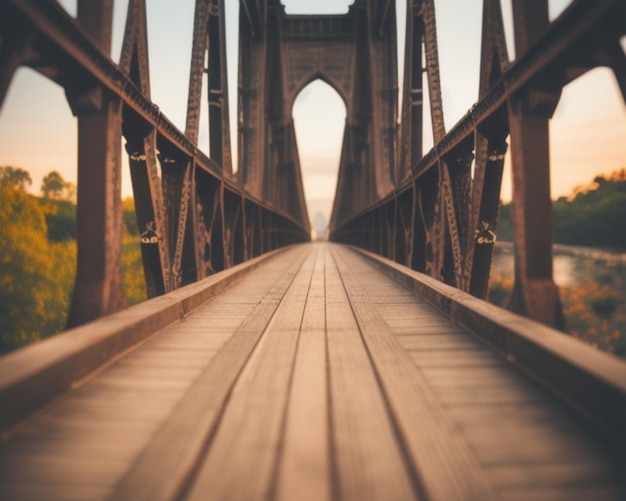 eine hölzerne Brücke mit den Worten "Zug" darauf.