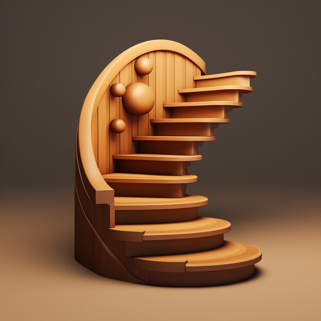 eine hölzerne Treppe mit runden Stufen