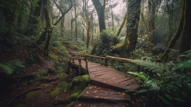 Eine Holzbrücke im Wald