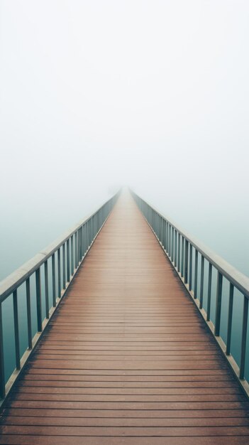 Foto eine holzbrücke über einem gewässer